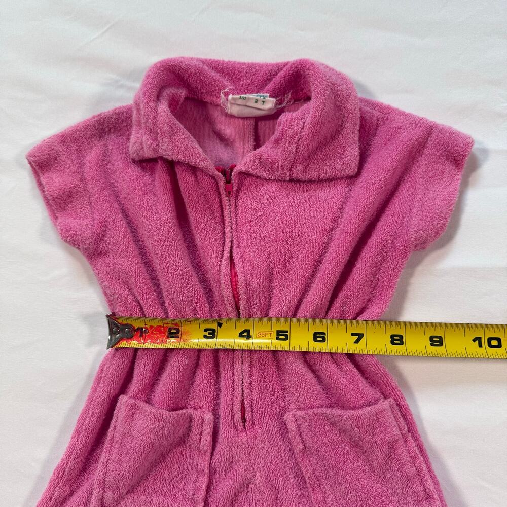 vintage 1960s terry cloth romper hot pink color Precious Togs Size 2T - Picture 6 of 6